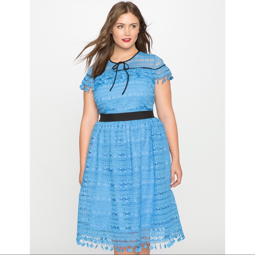 ELOQUII Layered Ruffle Lace Dress — NWT